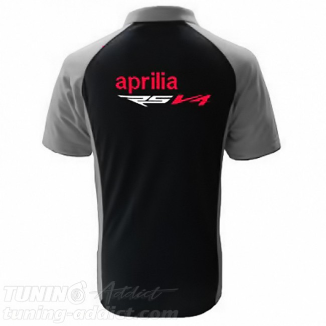 POLO APRILIA RSV4 COULEUR NOIR ET GRIS