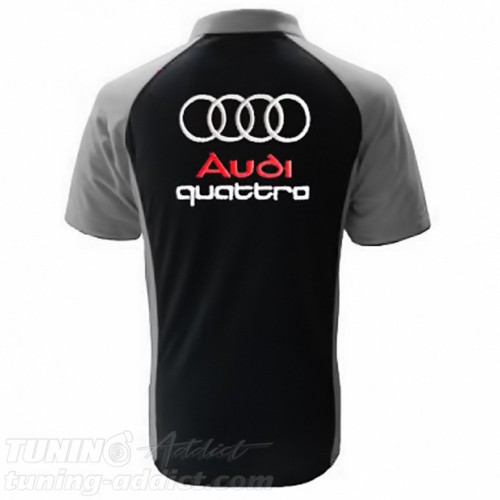 POLO AUDI QUATTRO COULEUR NOIR ET GRIS