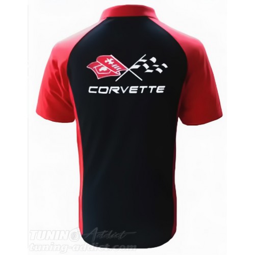 POLO CORVETTE C2 COULEUR NOIR ET ROUGE