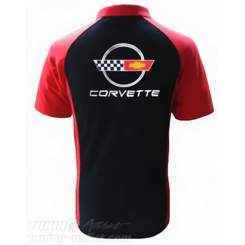 POLO CORVETTE C4 COULEUR NOIR ET ROUGE