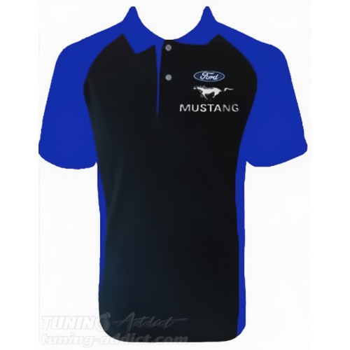 POLO FORD MUSTANG COULEUR NOIR ET BLEU