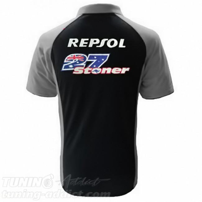 POLO HONDA STONER COULEUR NOIR ET GRIS