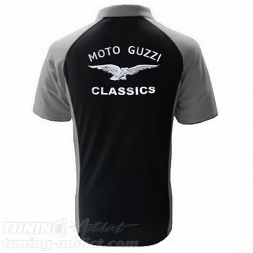 POLO MOTO GUZZI CLASSIC COULEUR NOIR ET GRIS