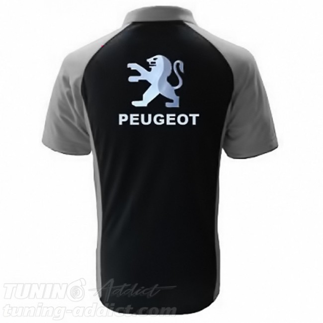 POLO PEUGEOT COULEUR NOIR ET GRIS