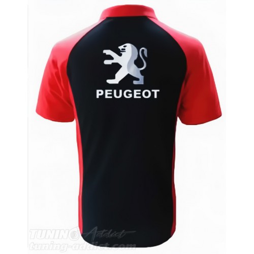 POLO PEUGEOT COULEUR NOIR ET ROUGE