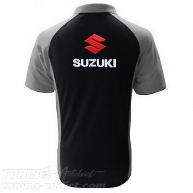 POLO SUZUKI COULEUR NOIR ET GRIS